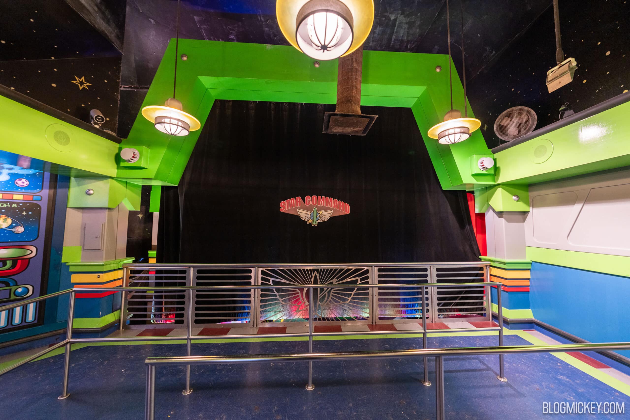 Buzz Lightyear Audio-Animatronic Behind Curtains at Space Ranger