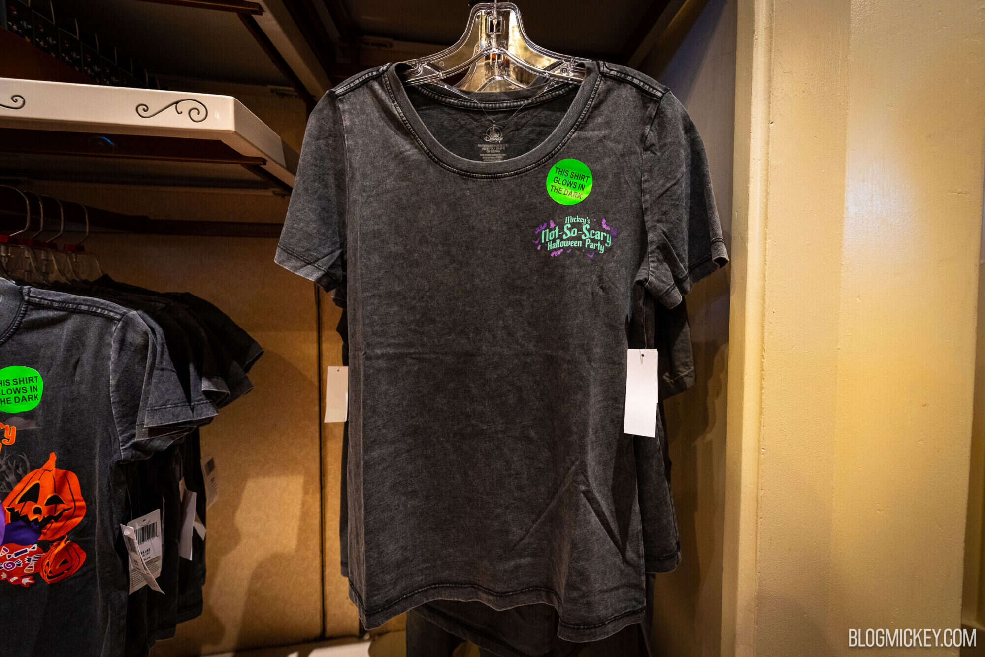 Disney Halloween T-shirt with glow-in-the-dark features and Mickey's Not So Scary Halloween Party logo