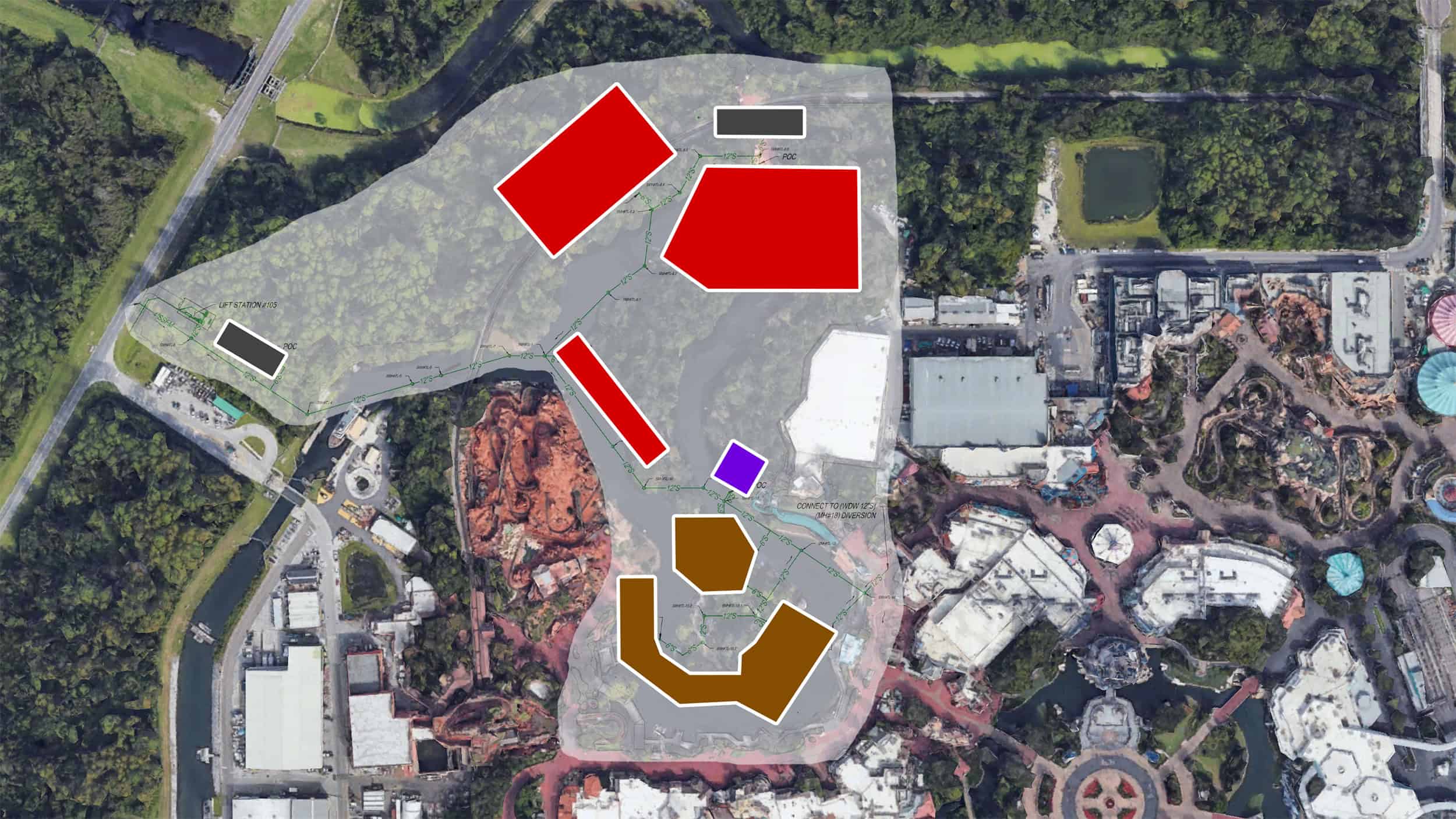 BREAKING: Attraction Building Layouts Revealed for Villains Land & Cars Land at Magic Kingdom