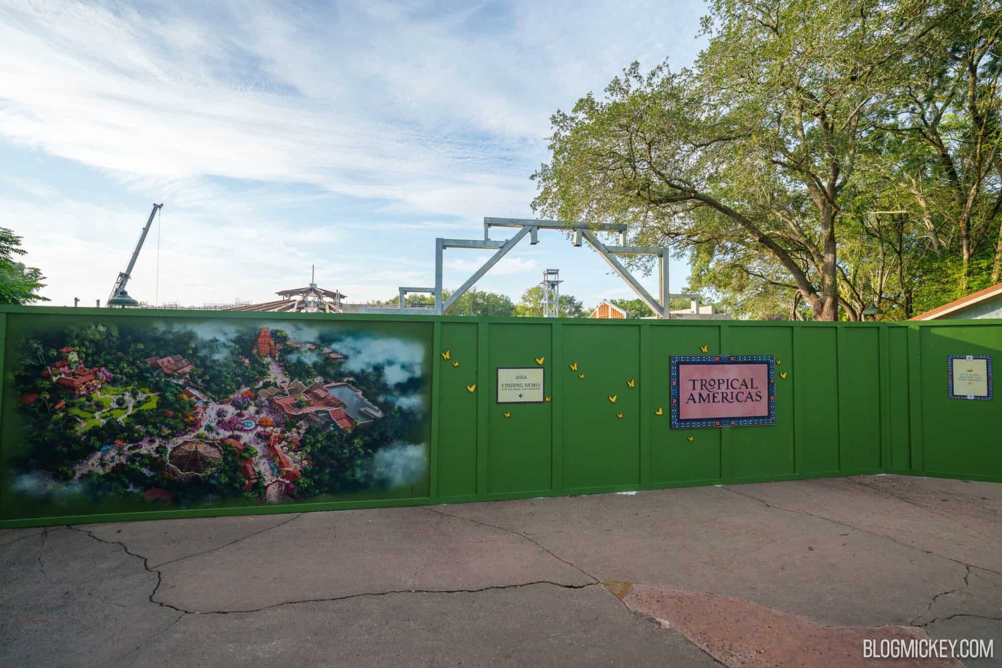 Construction site for Tropical Americas entrance archway at Disney World.