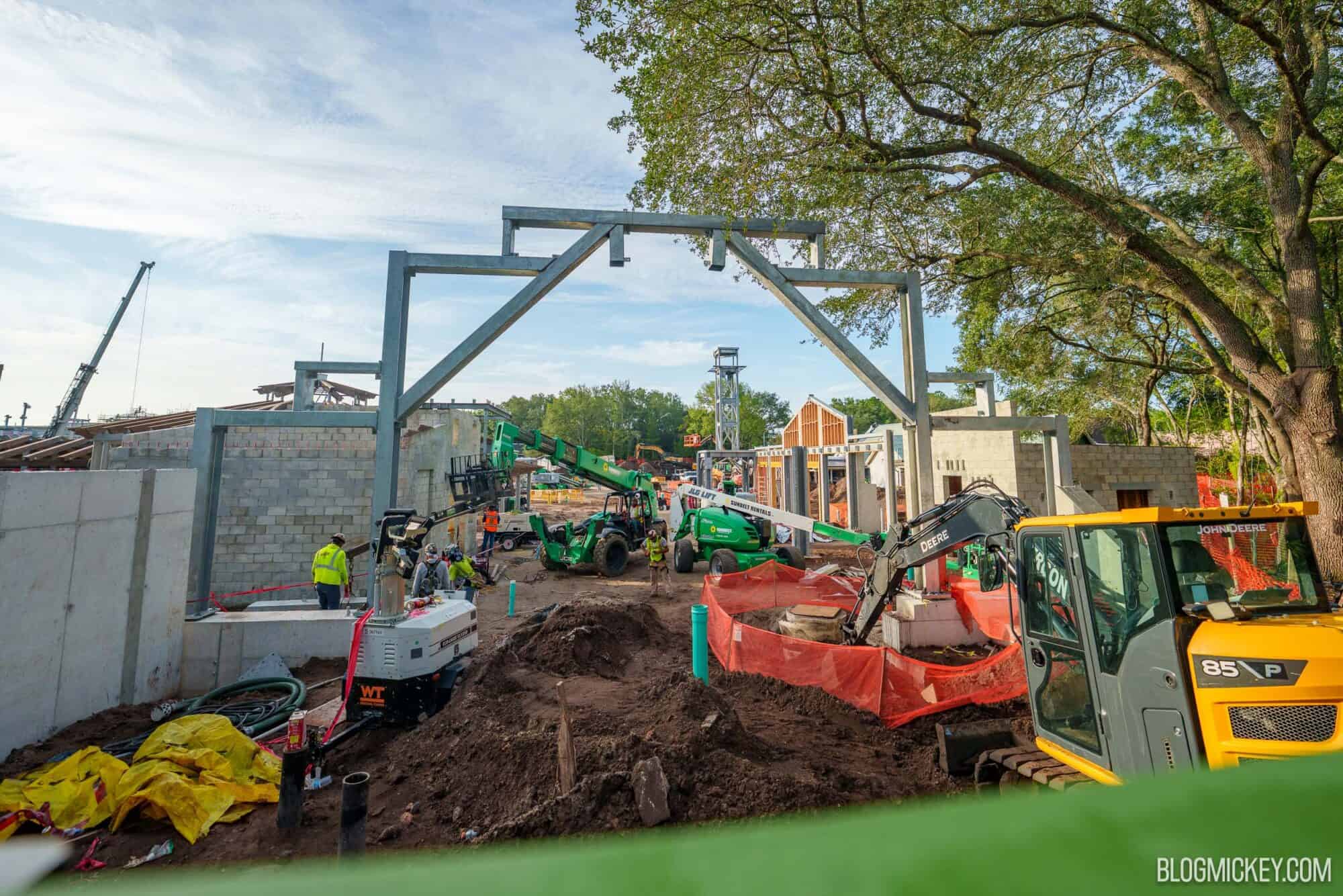 Construction site for Tropical Americas entrance archway at Disney World.