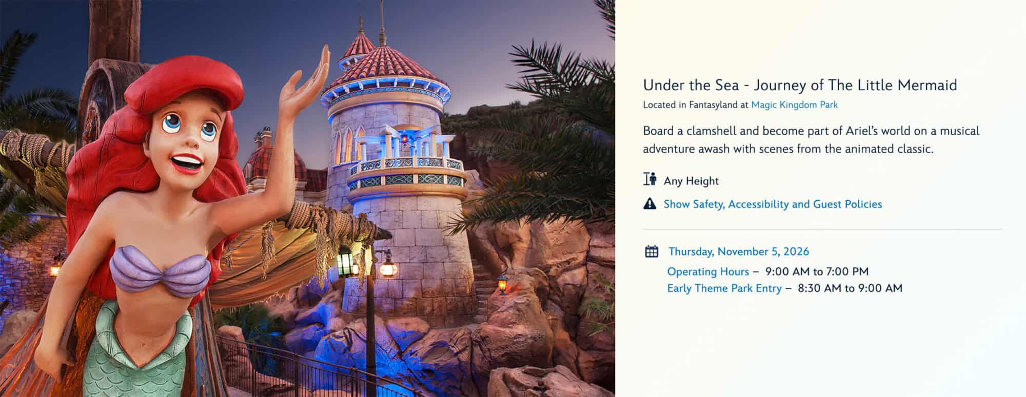 Ariel character at Disney World with colorful sea-themed backdrop.