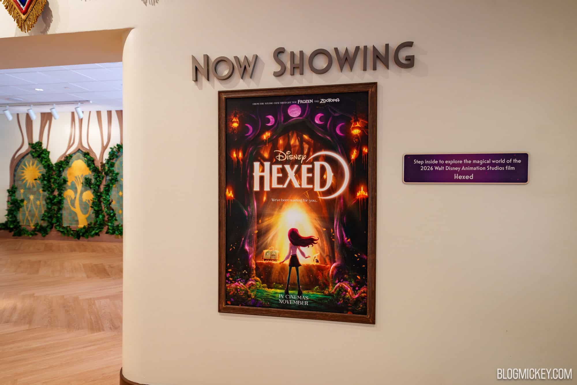 Display poster for Hexed character maquettes and concept art at Hollywood Studios.