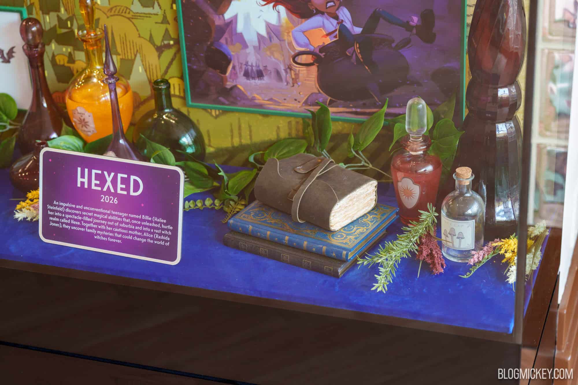Hexed character maquettes and concept art on display at Hollywood Studios.