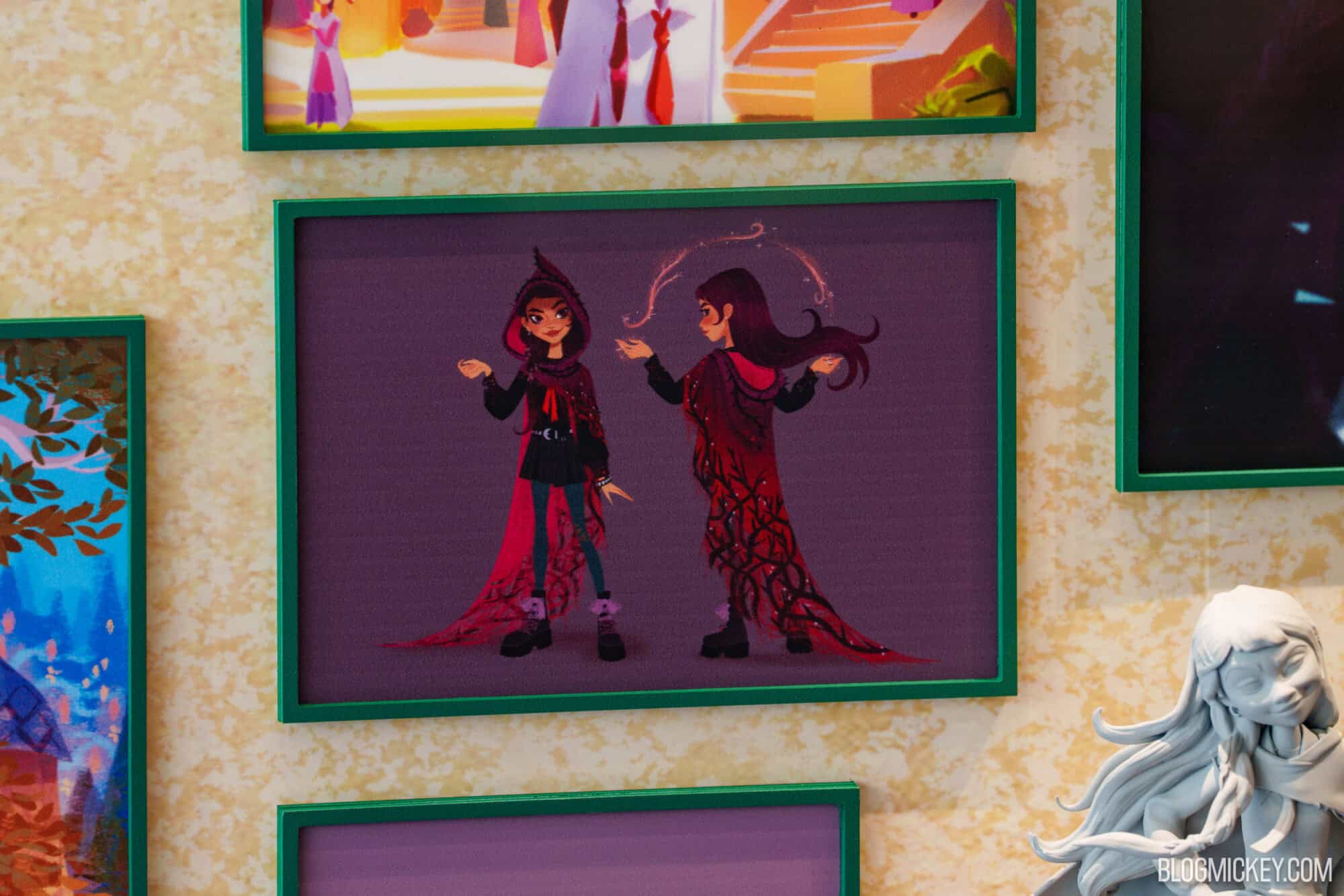 Disney character maquettes on display at Hollywood Studios.