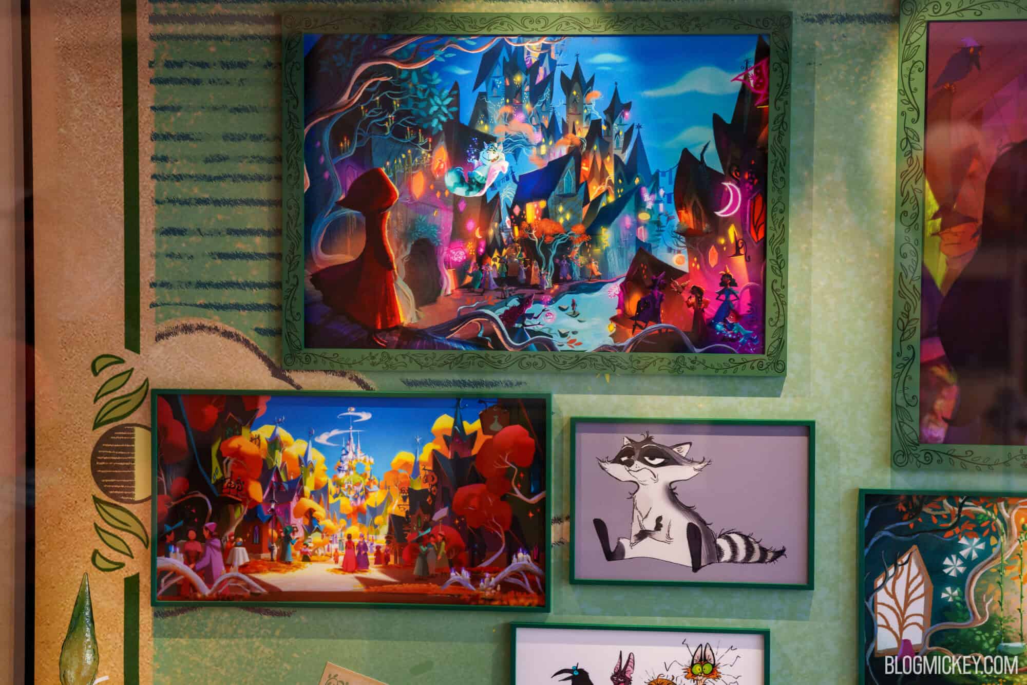 Hexed character maquettes and concept art on display at Hollywood Studios.